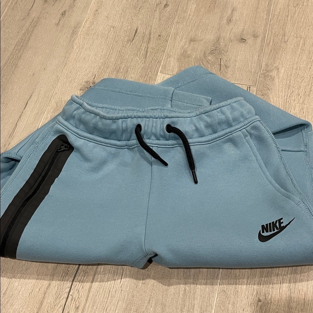 Nike Sportswear Tech Fleece Big Kids' (Boys') Pants Size S Denim Turquoise - Picture 8 of 10